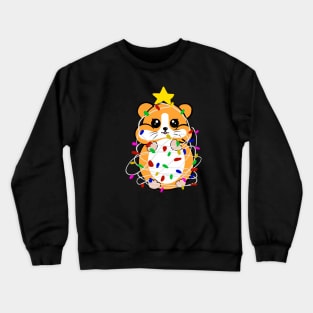 Hamster in Christmas lights and star Crewneck Sweatshirt